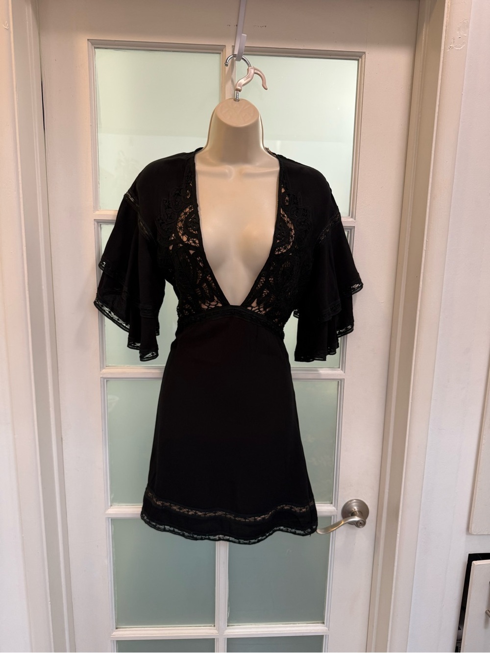 Black Lace-Trim Plunge for love and lemons dress